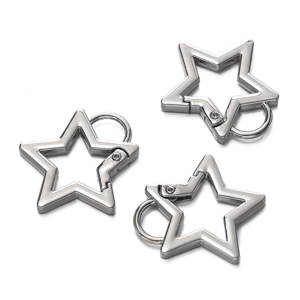 

5pcs/lot Openable Five-pointed Star Keyring Metal Pentagram Spring Gate Key Chain Buckles DIY Spring Clasp Hooks 32.5 x 36mm