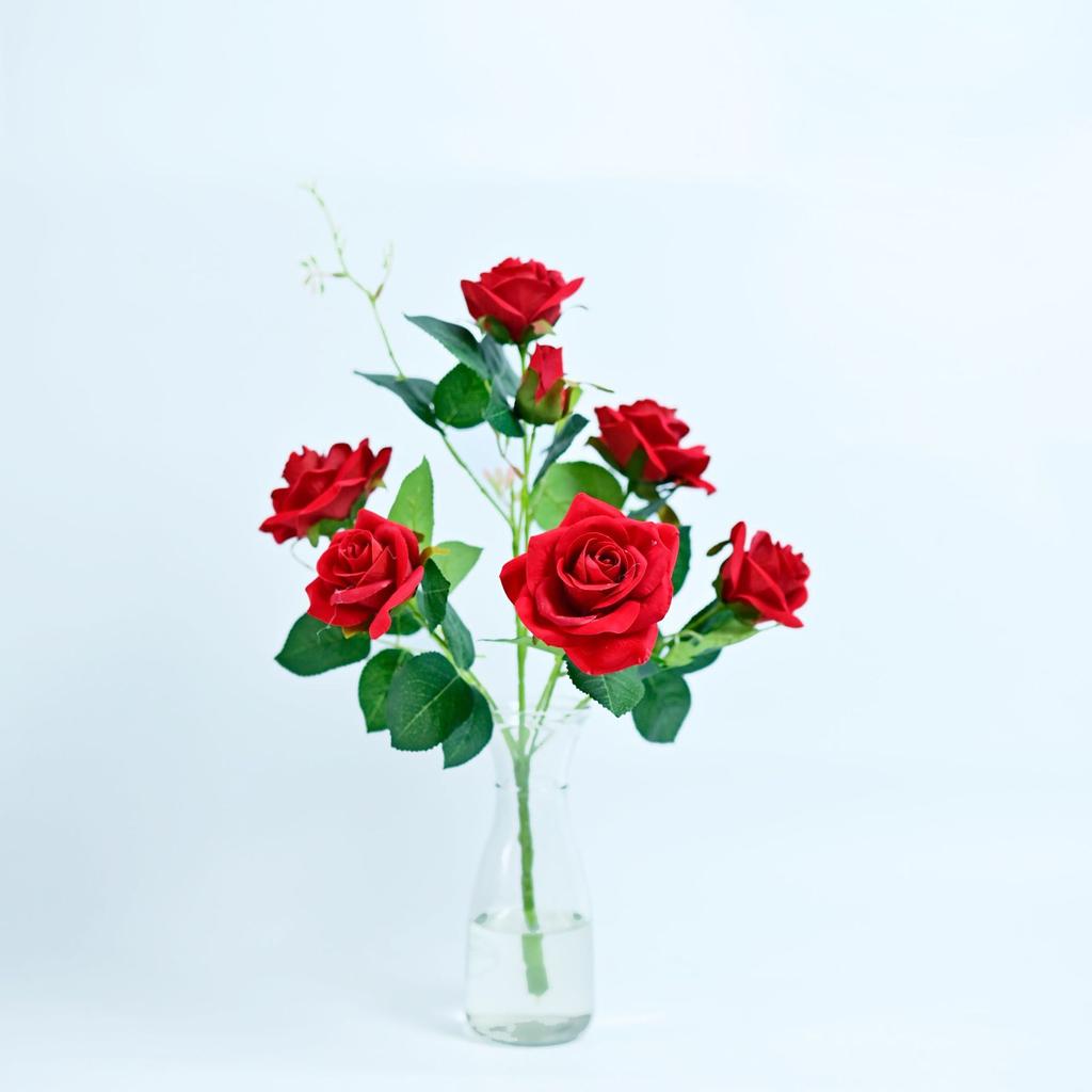 Simulation Flower Rose Bouquet 7 Heads Flannel Rose Wedding Flower Arrangement Table Hand Bouquet Home Decoration Photography Props