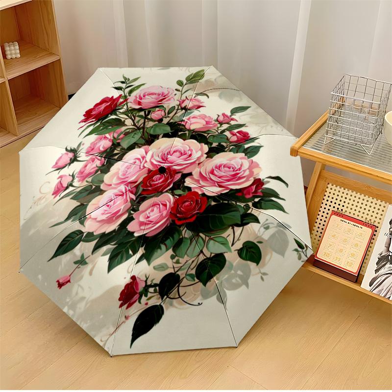 

Vintage luxury pink roses a Theme Automatic Umbrella Compact 8-Rib Design Sturdy Construction Durable Umbrella Stylish Accessory