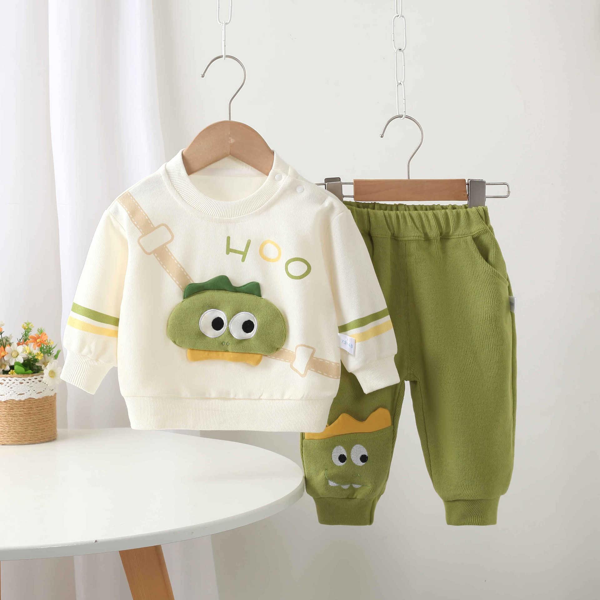 

Little Monster Kids Autumn Sweatshirt Set: Stylish Two-Piece for Boys - Casual and Trendy for Outings 120 зелёный