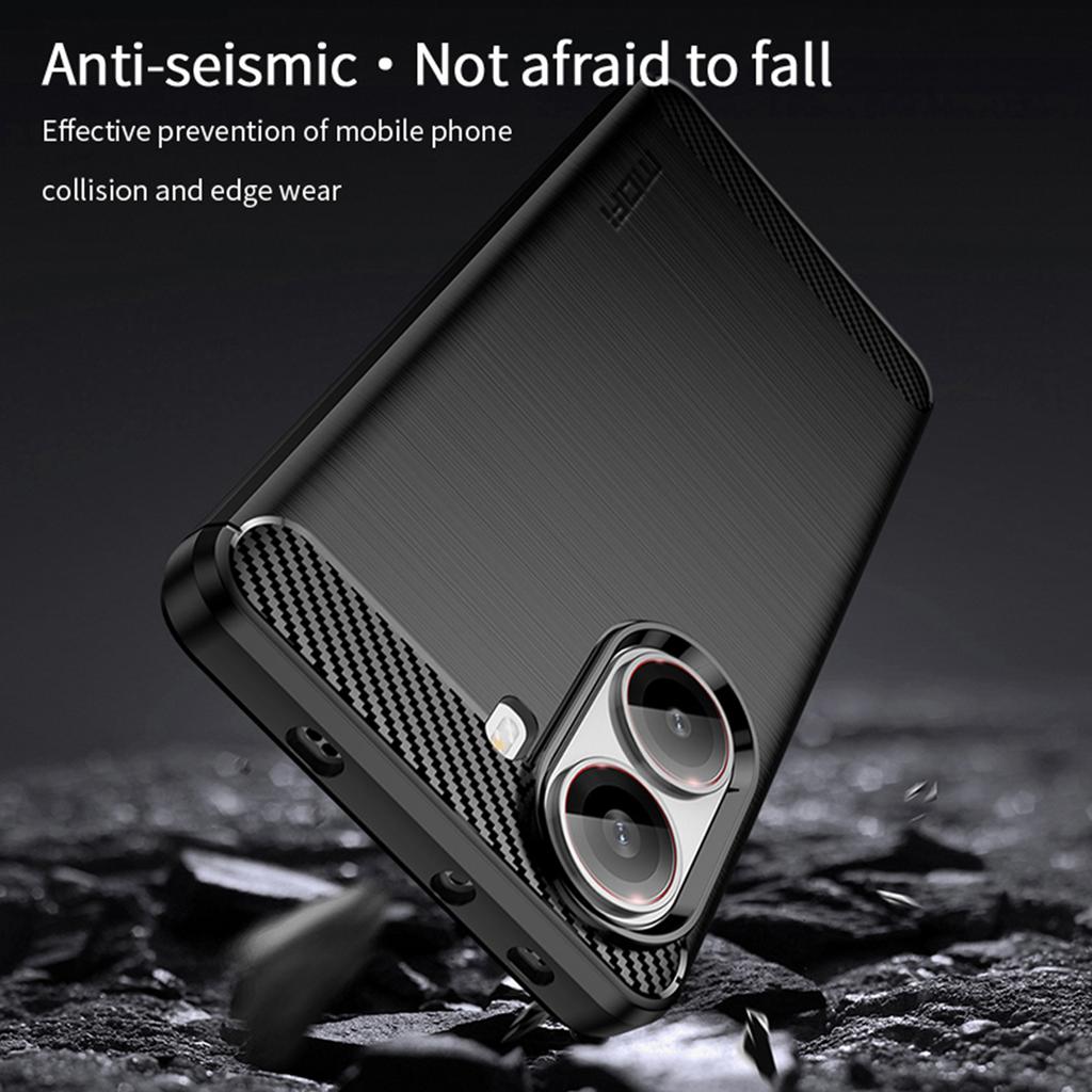 For Xiaomi Poco X7 Pro 5G Back Cover MOFI Brushed Texture Carbon Fiber Soft TPU Case