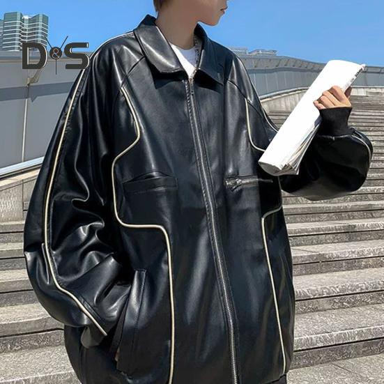 Pánská bunda Klopa s dlouhým rukávem Bunda z umělé kůže s více kapsami Zapínání na zip Vodotěsný, větruodolný teplý kabát