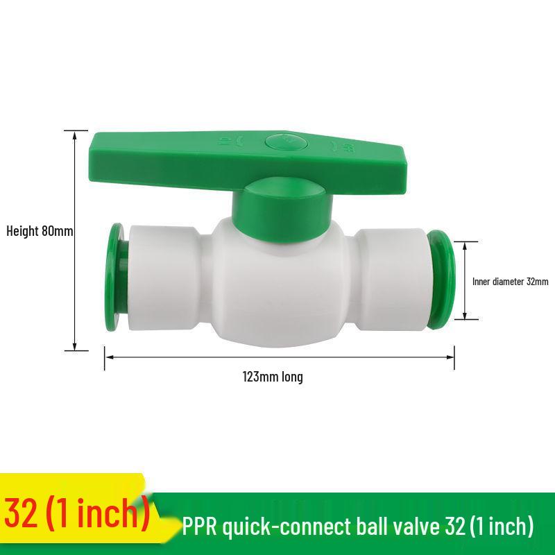 Quick Connect PPR Ball Valve PVC Elbow Tee, No Hot Melt, 4 Points/40 PE Water Pipe Fittings.