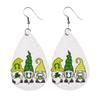 Women Fashion ST. Patrick's Day Green Drop Shape Printing  Earrings Ear Studs