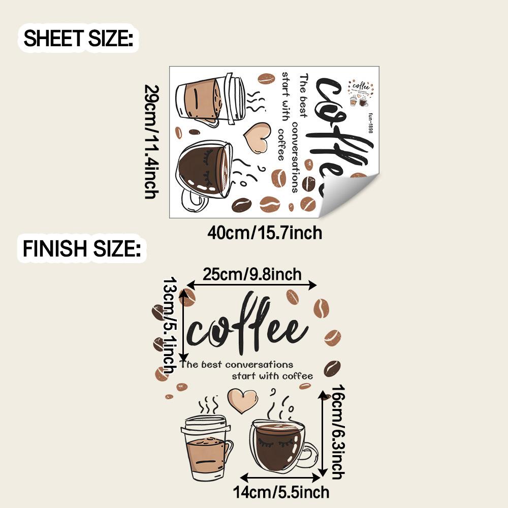 

Простые и понятные наклейки для украшения стен дома, ресторана с кофейной и английской надписью