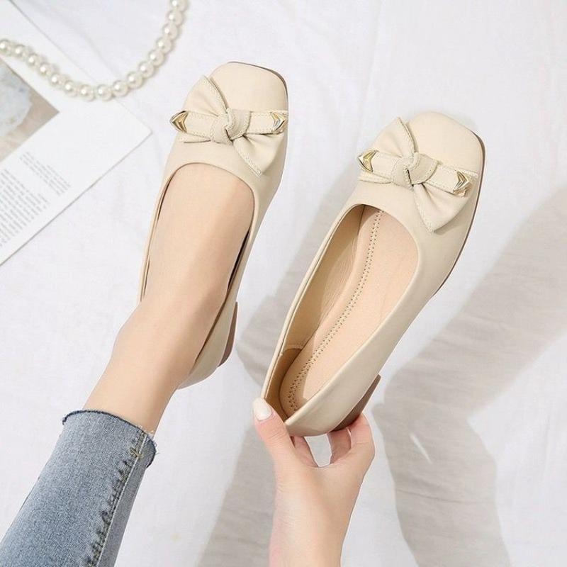 Retro square head single shoes, soft-soled Doudou shoes, femininity, socialite one-pedal laden shoes, commuting is not tired of single shoes