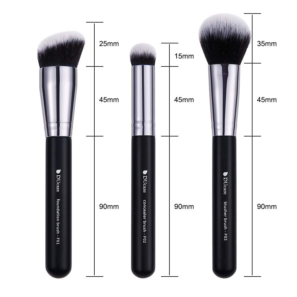 DUcare Face Brush Foundation Concealer Powder and Blush Made with Premium Soft and Easy To Hold Popular Brushes In 3-Piece Set Brush, Brush, Brush,