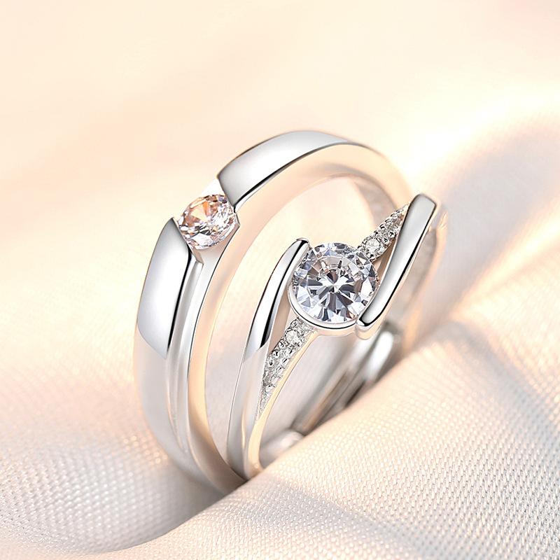 2PCS New 925 Silver Couple Ring 5A Zircon for Women Men Wedding Jewelry Engagement Charm Party Fashion Top Quality Ring
