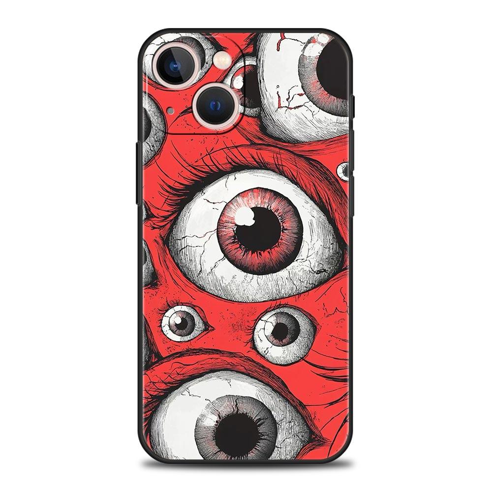 Scary Devil Eye Pattern Phone Case For iPhone 17 16E 15 16 14 13 12 11 Pro Max 7 8 Plus Soft TPU Back Cover