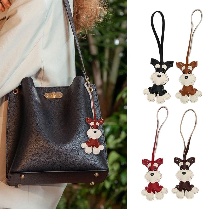 Multipurpose Schnauzer Dog Keychain Fashion Accessory for Pet Lovers and Stylish Individuals In Sturdy PU Leather