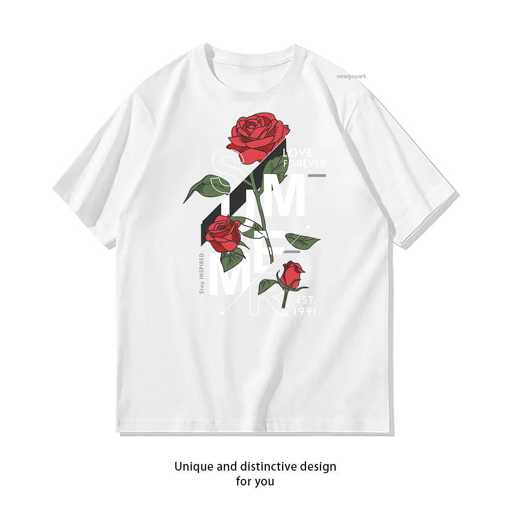

Stay Inspired Rose Petal Art cotton T shirt Unisex Adult couple streetwealtops tee Short sleev Casual 4XL