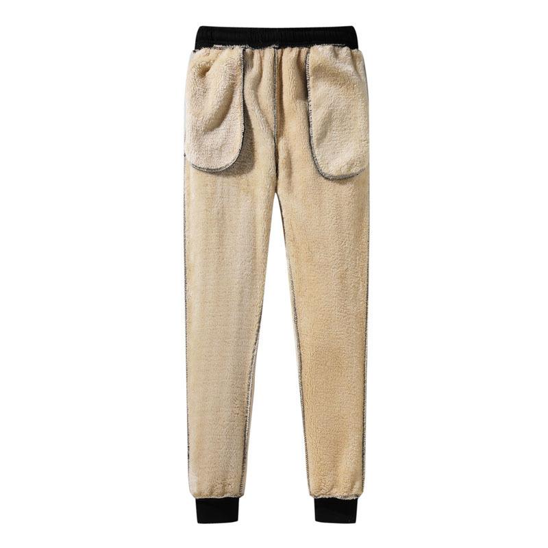 Herbst und Winter Übergröße Herren Verdickter Samt Elastische Gerade Freizeit Winddicht Warm Sport Kordelzug Hosen