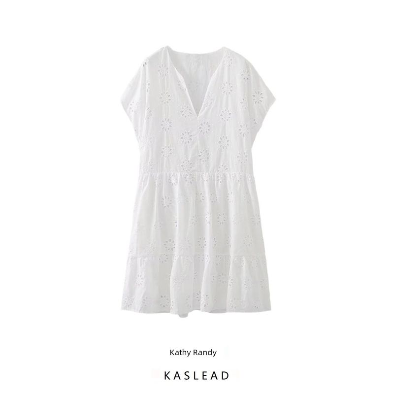 Kaslead New Arrival Women's Clothing Fashion Style Cut Out Embroider Short Dress 7521269 250