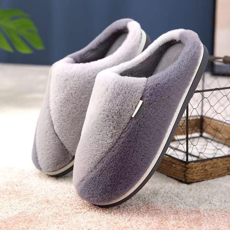 Women's & Men's Plush Cotton Slippers - Non-Slip, Thick Sole, Warm Indoor Footwear for Autumn/Winter