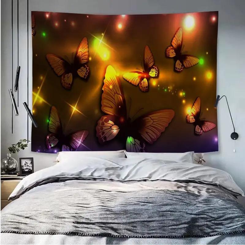 Office Living Room Tapestry Flower Butterfly Hanging Cloth Home Wall Decoration Tapestry