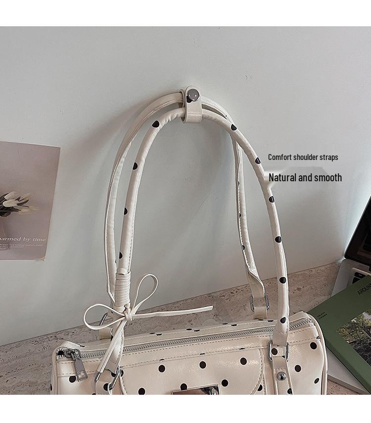 2026 Spring Korean Style Polka Dot Women's Underarm Handbag - Fashionable Single Shoulder Pillow Bag