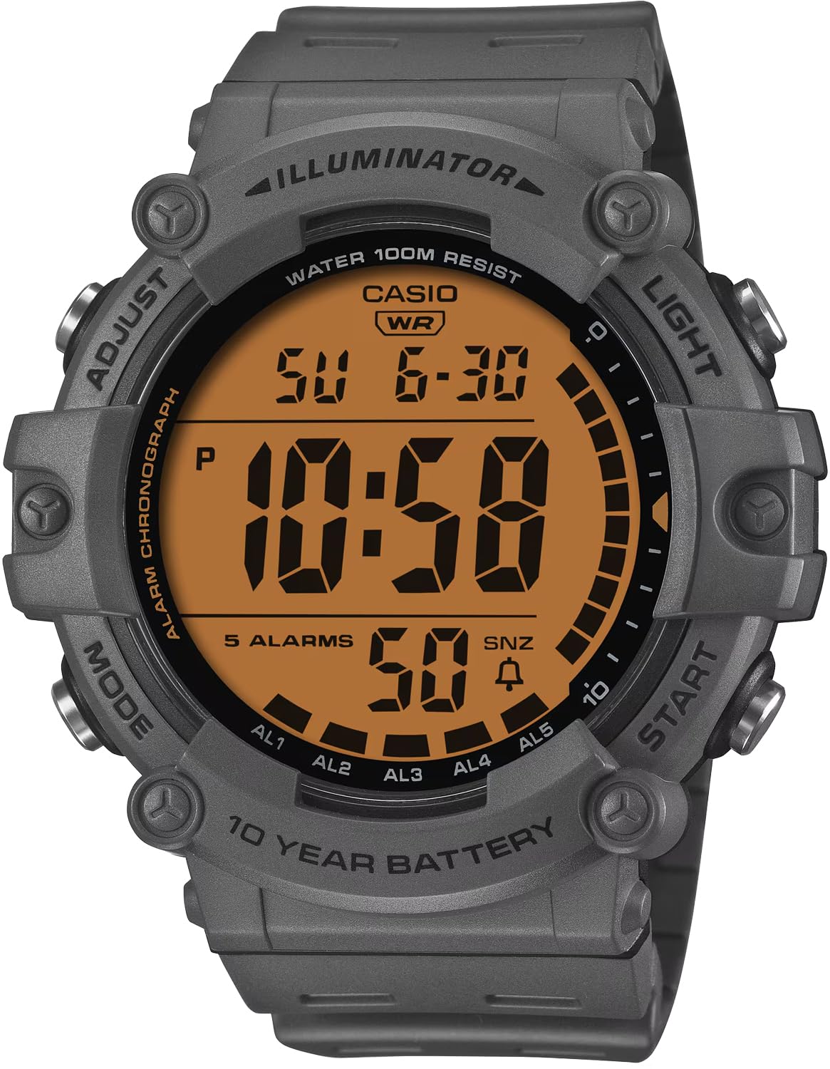 

Casio Стандартные цифровые наручные часы Темно-серые с оранжевым AE-1500WHC-8AV Мужские