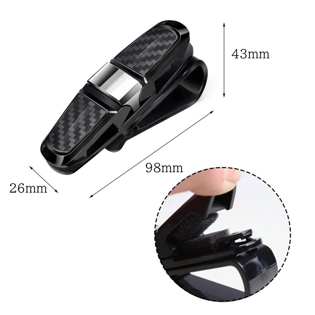 XSAJU 2pcs Car Sunglasses Clip Glasses Holder for Car Sun Visor Easy Install Ticket Card Clip (Black x Silver)