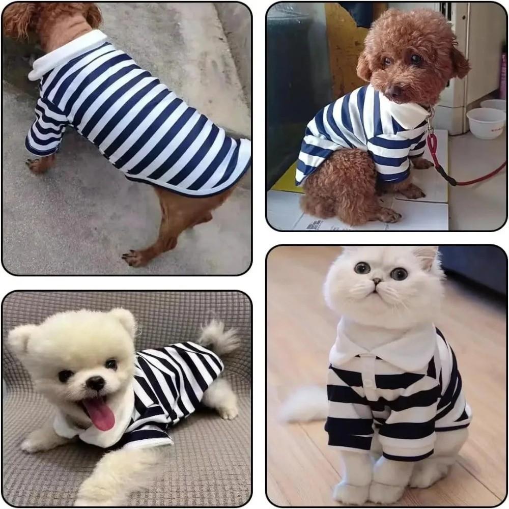 Breathable Dog Thin Shirt Collared Style Dog T Shirts Fashion Dog Striped Shirt Kittens Wear