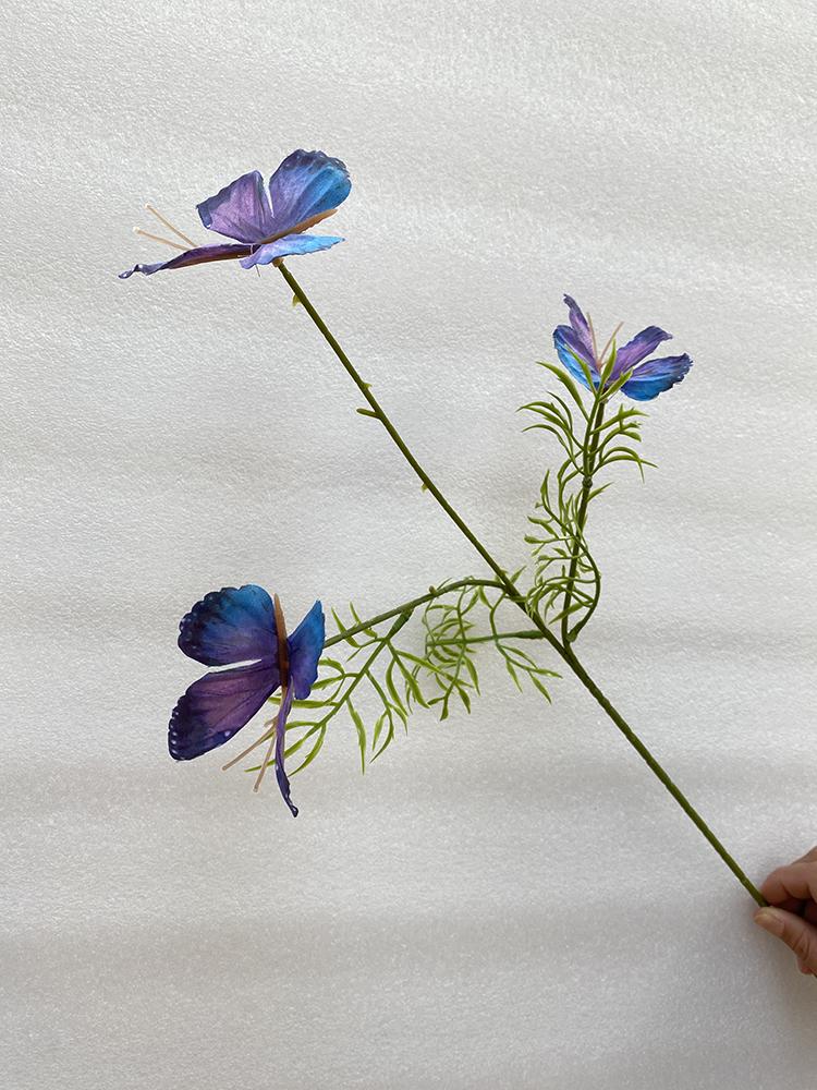 Three-Head Butterfly Artificial Flowers for Wedding Decorations and DIY Floral Arrangements