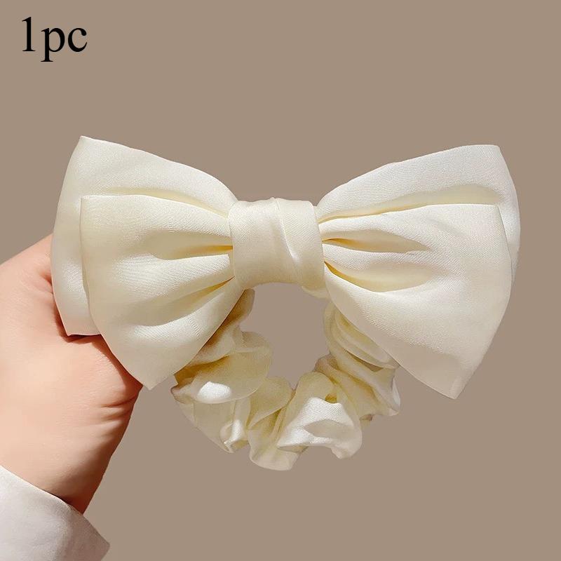 1 Stück Französisches Schleifen-Scrunchie Elastisches Haargummi mit Band Flattern Luxuriöses Strukturiertes Accessoire für den Täglichen Gebrauch Haarschmuck