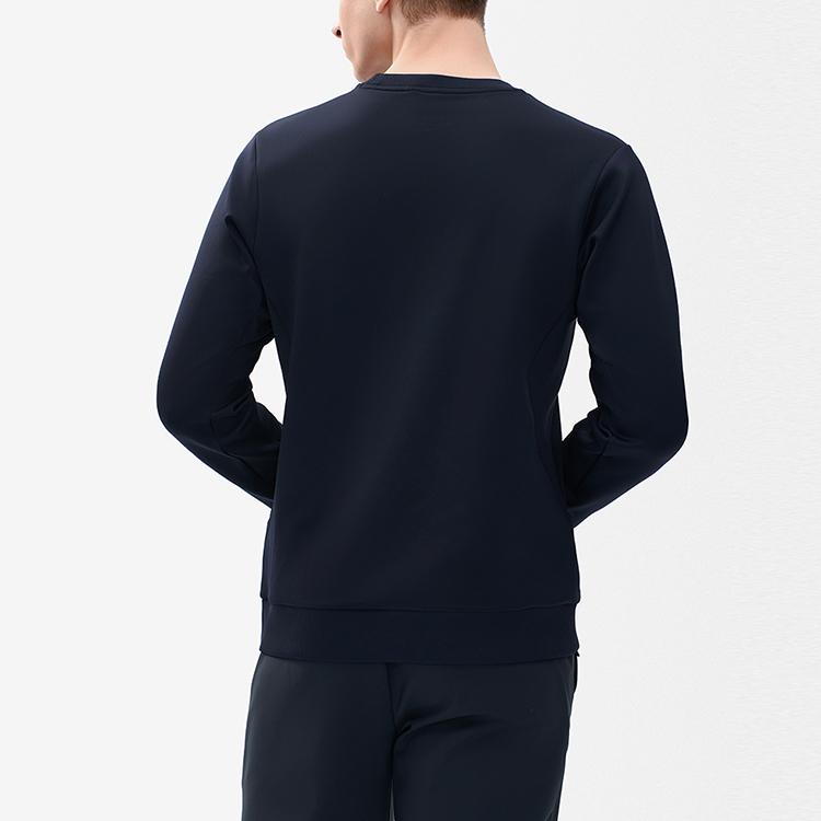 Fila Solid Color Logo Round Neck Knit Pullover Sweatshirt Men Sweatshirt Dark-Blue A11M241217F-NV