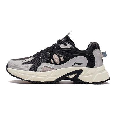 Li Ning Stof Synthetisch Leer Trendy Antislip Slijtvast Ademend Lichtgewicht Laag Uitgesneden Sport Casual Schoenen Heren sneaker Zwart Grijs ARLS021-5