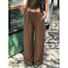 Women Elastic Drawstring High Waist Wide Leg Pants With Pockets Loose Fit Lightweight Casual Trousers For Summer