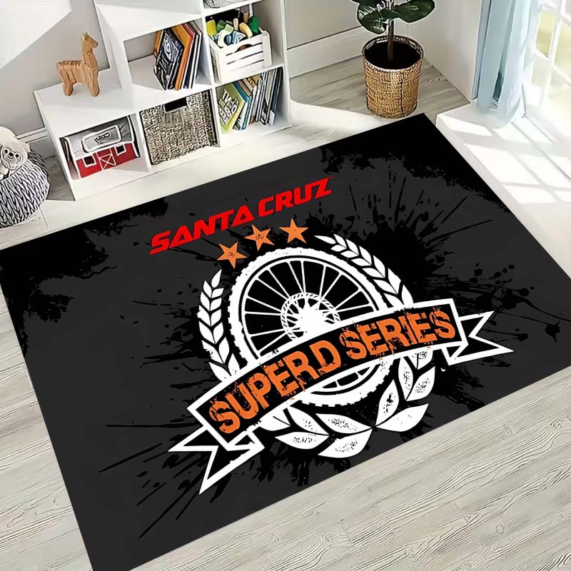 Santa Cruz rugs and mats, mountain bike bedroom decor, machine washable mats, holiday decorations available by custom.