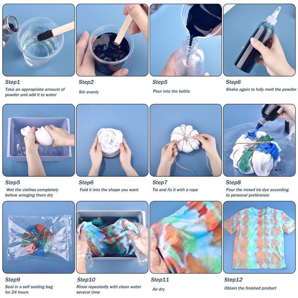 30/50ml 24 Colors Fabric Tie Dye Powder Old Clothing Refurbished Pigments Color Change Free For Cotton Nylon Clothes Tie Dyeing