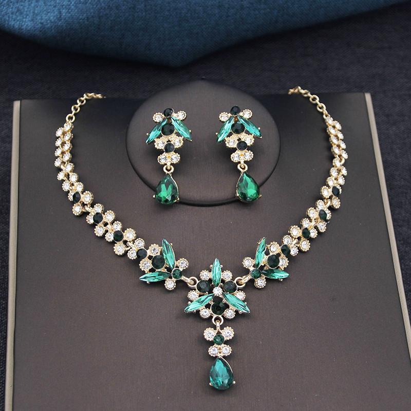 3Pcs Bridal Crown Jewelry Sets Luxury Tiaras and Earrings Necklace Set for Women Bride Wedding Dress Crown Sets Prom Gifts