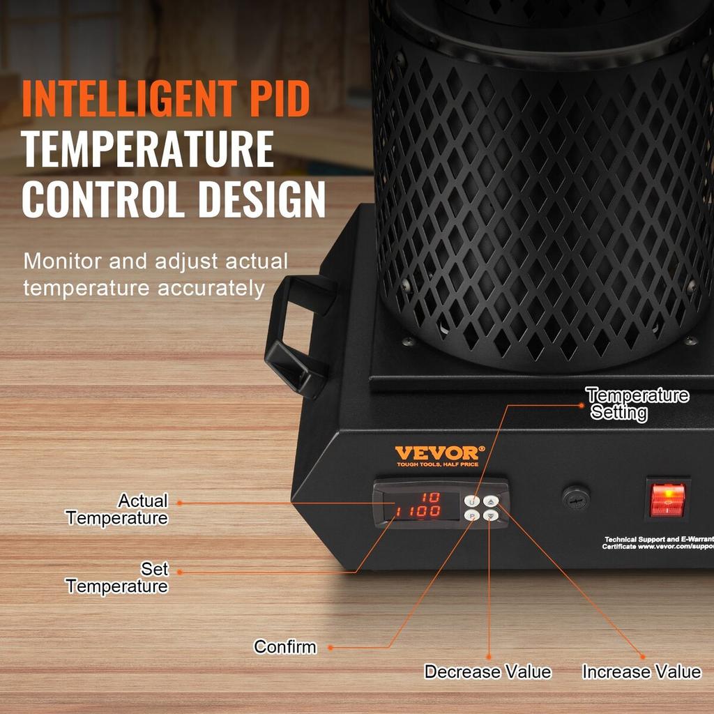 Four de fusion de l'or, 1350 W, Température maximale de 1150 °C, Four de fusion électrique numérique avec creusets en céramique de 1 kg et 3 kg, Pinces à creuset, et