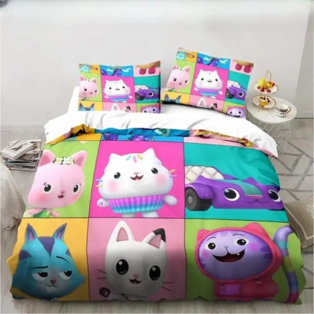 Gabbys Dollhouse Characters Bedding Set Duvet Cover Sheet Printed Bed Set Pillowcase Bed Full Queen King Size Comforter Bedroom
