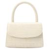 By Far Croco Cow Leather Small Square Bag, Portable Crossbody Bag, Shoulder Bag Mini Women's Cream White 19PFMINACEDSMA