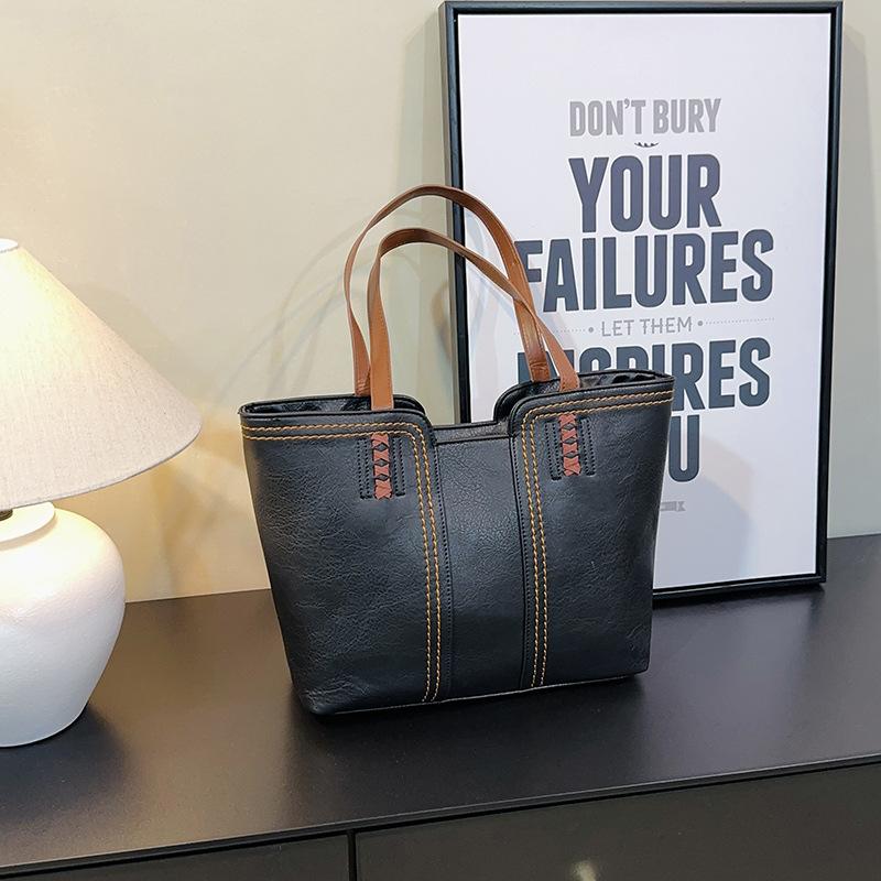 

Fashionable, Elegant and Simple Tote Bag, Retro Large-capacity Single-shoulder Hand-carry Commuting Large Bag чёрный