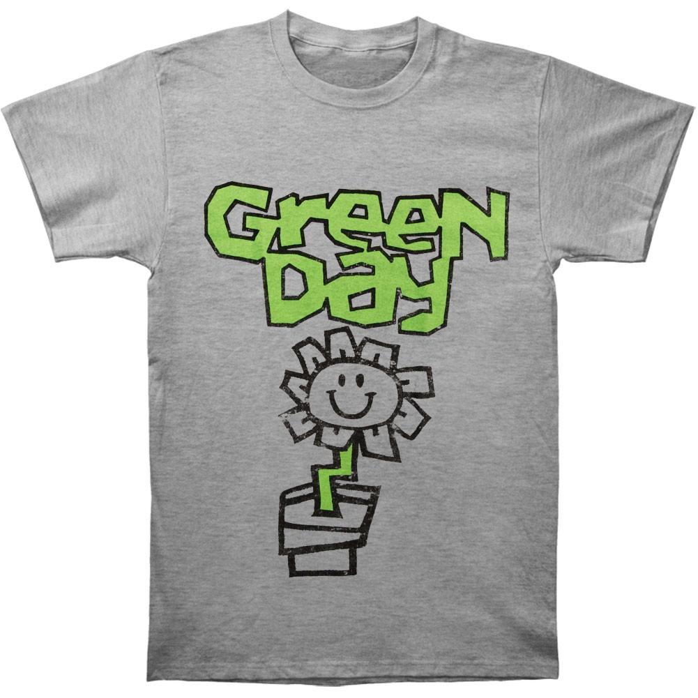 Men s Green Day Flower Pot T-shirt Small Grey XXXXL