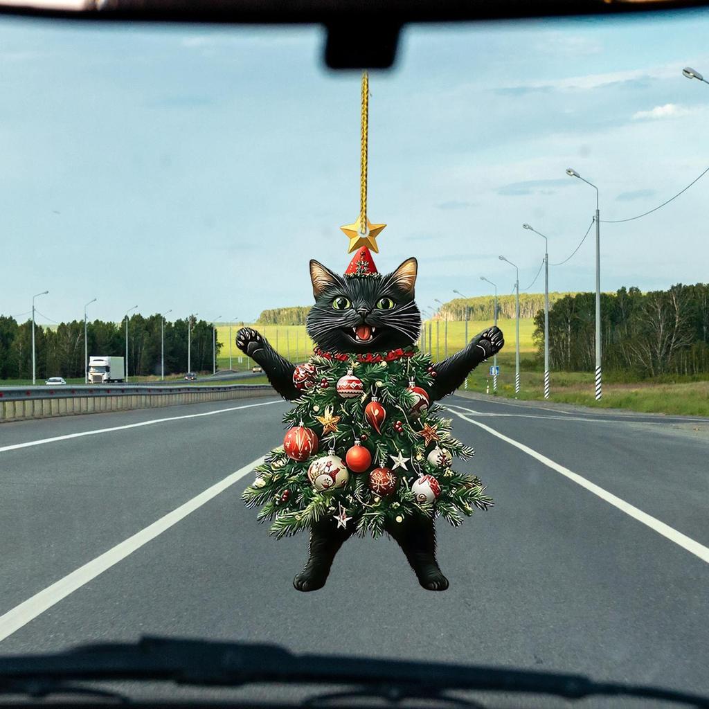 2pcs Christmas Tree Pendants Cute Cat Hanging Ornaments for Car Backpack Xmas Tree Decoration Party Supplies 2026 New Year Gifts