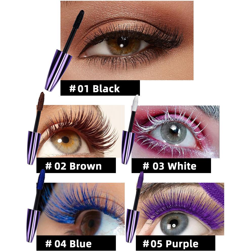 5D Silk Fiber Mascara Lash Color Mascara Waterproof Rimel 3D Mascara Ögonfransförlängning Tjock förlängande ögonfransar Kosmetisk