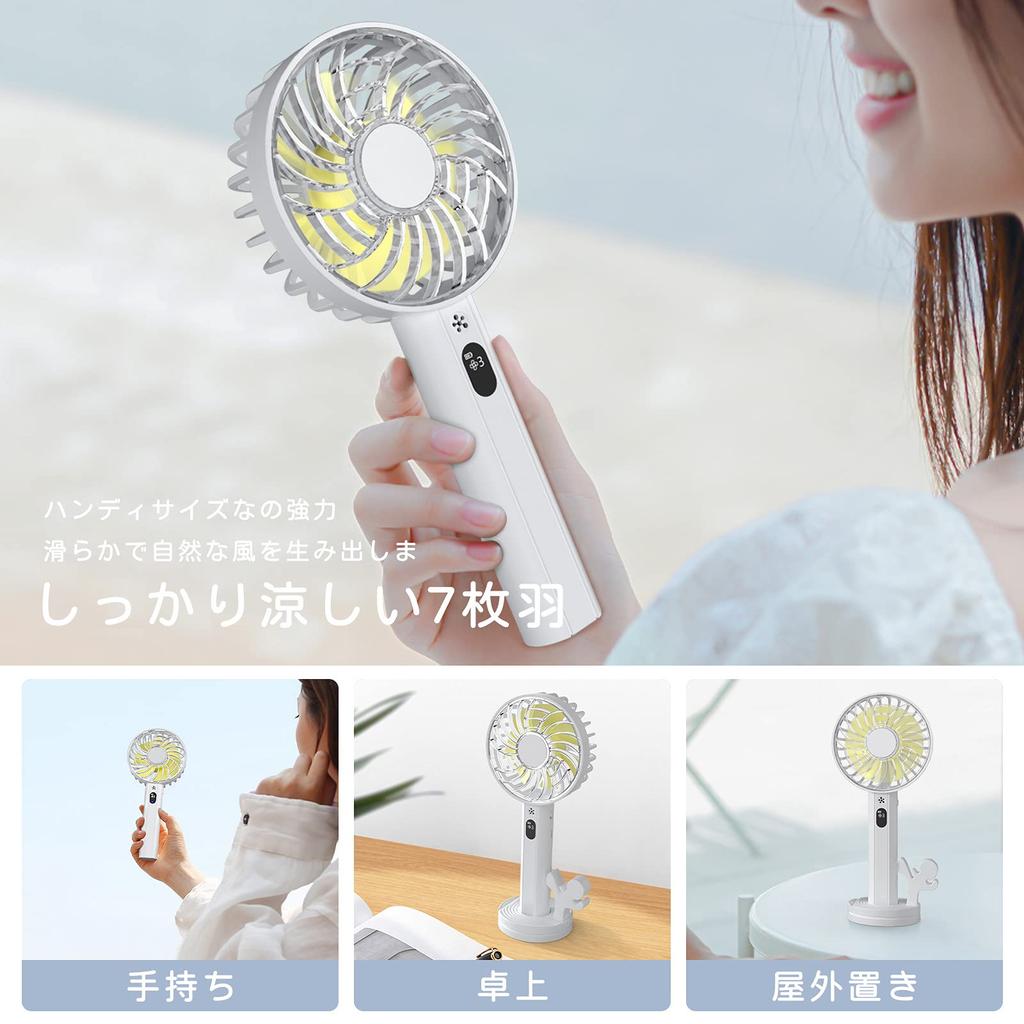 New Powerful USB Portable Fan with Battery Level 3 Speed LED Display for Battery Level and 7 Negative for and Outdoor Heat Relief [2025 Edition]