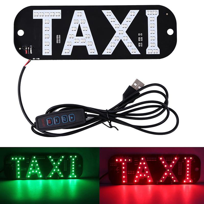 אור מונית, קישוט שלט LED למונית בשני צבעים, אור LED למונית הניתן לשינוי צבע בשני צבעים, נתלה על חלון הרכב עם USB (אדום וירוק, USB)