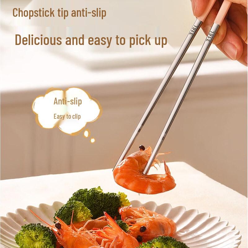 maxcook 316L Stainless Steel Anti-Slip Chopsticks Set
