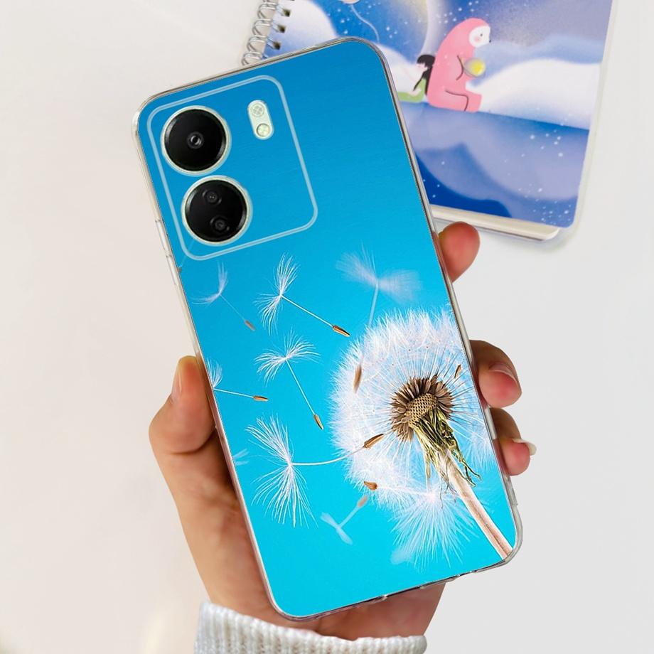 For Xiaomi Poco C65 Case for PocoC65 Silicone Funda Para Capa Coque Soft Phone Cases Back Cover Marble Flower Pattern Shockproof