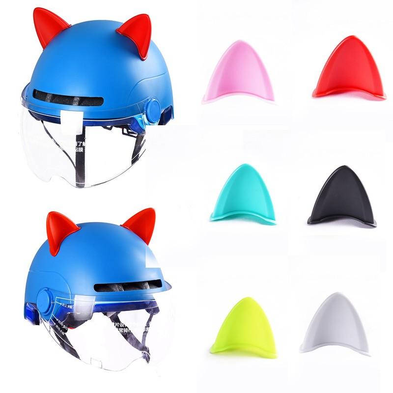 2pcs Cute Motorcycle Helmet Cat Ears Stickers Universal Electric Car Helmet Decoration Styling Sticker Helmet Accessories Decals