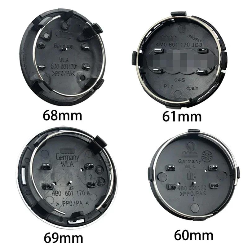 2026 4pcs 60mm 61mm 69mm 68mm 77mm Car Styling Wheel Center Cap Hub Covers Badge 4B0601170 For Audi A3 A4 A5 A6 A7 A8 S6 Accessories