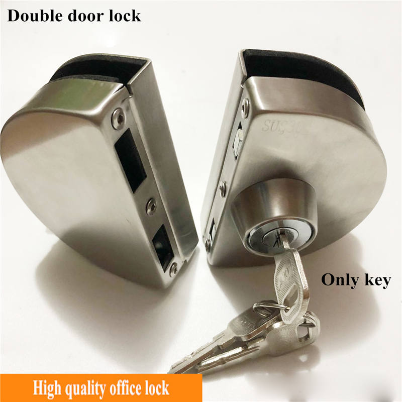1 Set Double Open Glass Door Lock Stainless Steel Double Bolt Sliding Door Lock Office Glass Door Security Lock Home Hardware