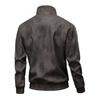Motorcycle Baseball Uniform Washing Leather Jacket Men's Spring and Autumn Autumn Lapel Wide