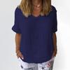 BITCED Women's Fashion Casual Solid Color Print Short Sleeve V Neck Blouses & Shirts