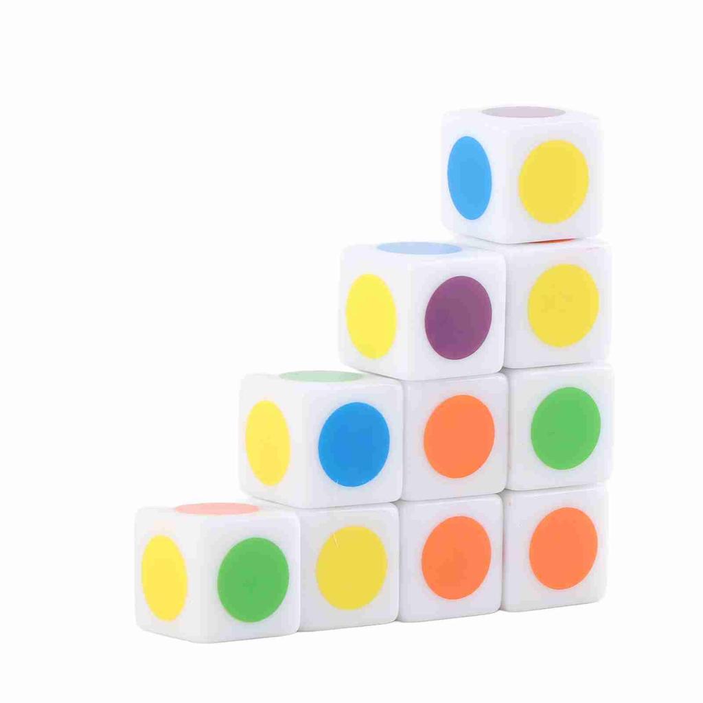 20Pcs Color Dot Dice 6 Colors Right Angle Teaching Dice for Board Games Digital Teaching