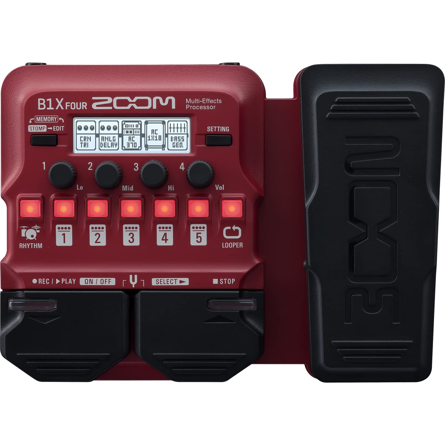 

ZOOM Zoom B1X Чотири басові червоні з педальним мультиефектором червоний