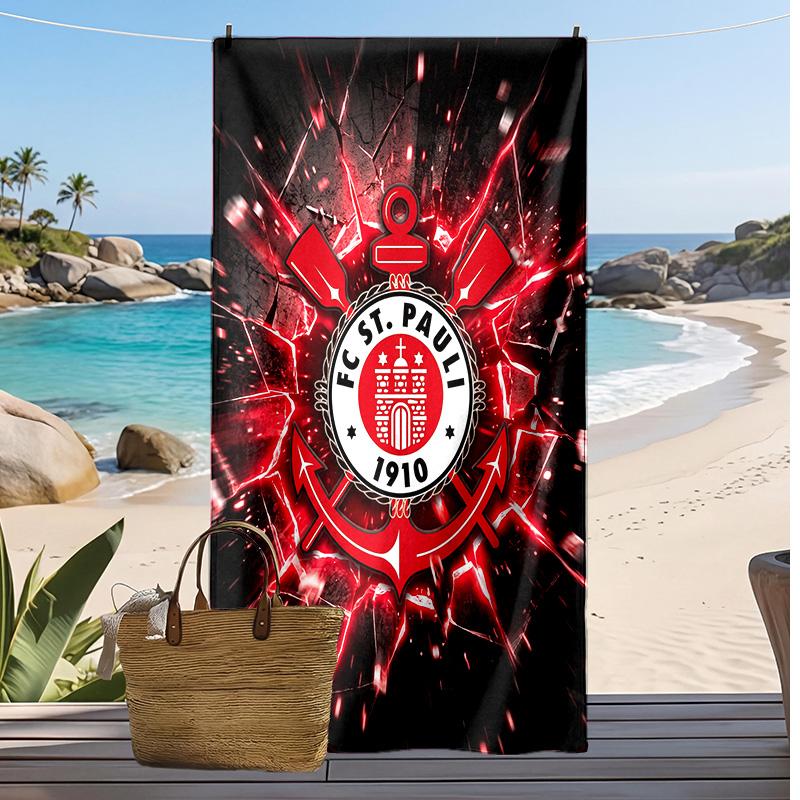 FC St. Pauli Football Print Beach Towel, Large Soft Quick Dry Towel for Beach Camping Swimming